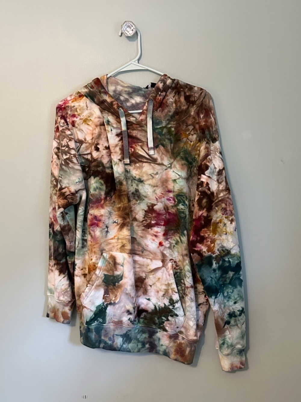 Ice Dyed one of a kind  Tie-Dye Hoodie in Muted Earth Tones NWOT